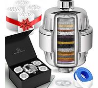 AquaHomeGroup Shower Head Filter for Hard Water - 20-Stage + 5 Replacement Cartridges - Removes Chlorine, Fluoride, and Other Chemicals - Vitamin C, E & A Shower Filter for Glowing Skin & Hair