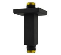 Aquaiaw Square Shower Arm and Anti-Scratch O-Ring Flange, 3 inch, Solid Brass, Both Soldered 1/2 NPT Tapered Threads, Straight Rainfall Shower Head Arm Extension, Ceiling Mount (Matte Black)