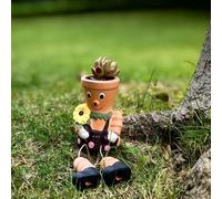 AQUAINNO Pot Man Planter, Cute Terracotta Pot Man, Decorative Pottery Planter, Novelty Gift, Perfect for Indoor & Outdoor, Multicolor, 3.5" Drop Shape, Weather Resistant