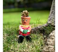 AQUAINNO Terracotta Flower Pot Man Planter, Cute Decorative Indoor Outdoor Garden Planter, 9 Inch