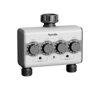 Aqualin Dual Outlet Water Timer with Brass Inlet, Programmable Tap Timer for Garden with Delay Function & Rain Sensor Port, Automatic Irrigation System for Lawn Yard Plants Weatherproof