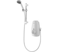 Aqualisa Aquastream Thermo Power Shower with Adjustable Head, White | Low Pressure Compatible Shower Mixer, Integrated Booster Pump, Separate Flow & Temp Controls, 3 Year Guarantee