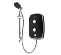 Aqualisa eVOLVE Electric Shower | Midnight black & satin silver | Metal/plastic | 244mm x 650mm x 89mm