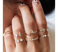 AQUALITYS 17 Styles Vintage Gold Silver Color Star Moon Rings Set For Women Boho Knuckle Finger Ring Female Bohemian Jewelry Accessories