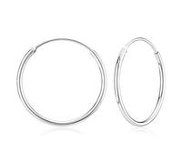 AQUALITYS 925 Sterling Silver 14-35mm Circle Hoop Earrings For Women Birthday Party Simple Noble Silver Fine Jewelry Gift-16mm
