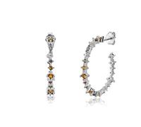 AQUALITYS 925 Sterling Silver Rainbow Zircon CZ Big Hoops Circle Earring Round Piercing Pendiente Climber European Jewelry-26mm Hoop