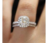 AQUALITYS Rings for Women Bridal Wedding Finger Ring Fashion Cubic Zirconia Engagement Rings White Gold Color Gift