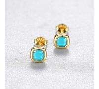 AQUALITYS Time Simple 925 Sterling Silver Square Cubic Zirconia Stud Earrings For Women Pure Silver 925 Earrings Jewelry-Candy Blue