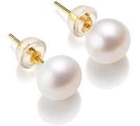 AQUALITYS White 6-11mm 100% Cultured Freshwater Pearl Stud Earrings for Women,Sterling Silver Women Earrings-white pearl,10-11mm