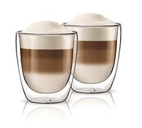 Aqualogis Double Wall Thermo Insulated Glass Cup - Tea, Cappuccino Coffee 300 ml, Set of 2
