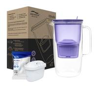 Aqualogis Etiuda 2.9L | Premium Glass Water Filter Jug | Includes 1 Pure+ Filter Cartridge | Lavender | Reduces unpleasant odors and tastes