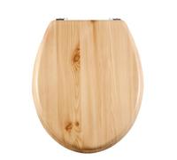 AQUALONA® Essential Value Toilet Seats Wipe Clean Moulded Wood - Stainless Steel Hinges - Wipe Clean - Easy Installation (Natural Wood)