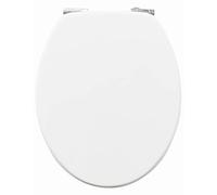 AQUALONA® Essential Value Toilet Seats Wipe Clean Moulded Wood - Stainless Steel Slow Close Hinges - Wipe Clean - Easy Installation (Solid Wood White)