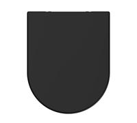 AQUALONA® Luxury Duroplast Toilet Seat - Oval Shaped, Soft Close - Ceramic Appearance - One Button Hinge Release for Quick Cleaning, Easy Install (Black - D Shape)
