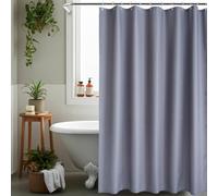 AQUALONA® Luxury Shower Curtain, 12 FREE HOOKS INCLUDED - Polyester, Water-repellent Coating, Rustproof Chrome Eyelets - Mildew Resistant and Weighted Hem, 180 x 180 cm (Waffle Grey)