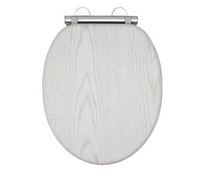 AQUALONA® Luxury White Oak Effect Toilet Seat - Soft Close MDF Moulded Wood Seat with Quick Release Button and Durable Hinges - Comfortable, Easy to Clean and Install with Universal Fittings