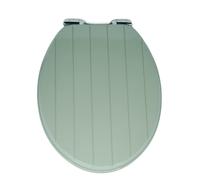 AQUALONA® Premium Sage Tongue and Groove Toilet Seat - Soft Close - Moulded Wood - Stainless Steel Slow Close Hinges - Wipe Clean - Easy Installation