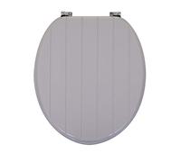 AQUALONA® Premium Tongue & Groove Toilet Seat - MDF Moulded Wood Seat with Durable Hinges - Comfortable, Easy to Clean and Install with Universal Fittings (Light Grey)