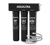 AQUALTRA USF-3B-15 Slightly Alkaline Under Sink Water Filter, SGS Certified, Reduce PFOA, PFOS, Chlorine, Lead, Mercury, Chloramine, Fluoride, Microplastics Particles, Bad Taste & Odor
