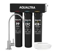 AQUALTRA USF-3F-15 Slightly Alkaline Under Sink Water Filter with Faucet, SGS Certified, Reduce PFOA, PFOS, Chlorine, Lead, Mercury, Chloramine, Fluoride, Microplastics Particles, Bad Taste & Odor