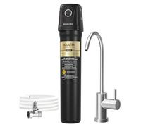 AQUALTRA USF02-BKF Under Sink Water Filter System with Faucet, NSF/ANSI 372 Certified, Reduce PFOA, PFOS, Chlorine, Lead, Mercury, Chloramine, Fluoride, Microplastic Particles, Bad Taste & Odor
