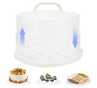 AquaLume 12 Inch Cake Carrier with Lid and Handle - Heavy-Duty Cake Container for Baking Events & Outdoor Trips | Adjustable Height,Portable Food Cake Carrier Storage Solution for Picnics & Camping
