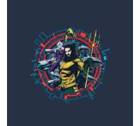 Aquaman Circular Portrait Men's T-Shirt - Navy - XXL