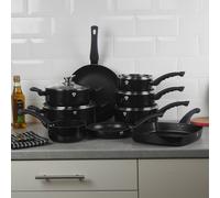 Blaumann 14 Pcs Cookware Pots Grill Pans Set with Soft Touch Handles Glass Lids (Aquamarine)