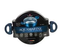 BLAUMANN Cookware Frying Grill Pots Pan Saucepan Casserole Soft Touch Handle Lid (Aquamarine, 24x11cm Casserole with Glass L...)