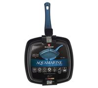 ( Aquamarine, 26cm Ribbed Grill Pan - 2L) Blaumann Cookware Frying Grill Pots Pan Saucepan Casserole Soft Touch Handle Lid