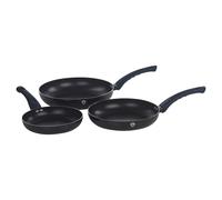 (Aquamarine) 3 Pc Frying Pan Set With Soft Touch Handles and 6 Pc Kitchen Tool Set