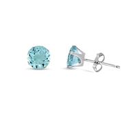 AQUAMARINE BLUE 12MM Classic Brilliant Round Cut Cubic Zirconia (CZ) Sterling Silver Birthstone Stud Earrings/Ear Studs for Women Ladies Girls - 925 Sterling Silver. 12-AQUA