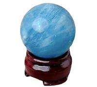 Aquamarine Crystal Ball Rough Stone Polished Sky Blue Purification Play Round Bead Ornaments,23-26mm
