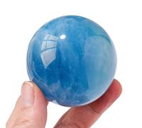 Aquamarine Crystal Ball with Wooden Stand, Handcrafted Quartz Sphere Orb for,Fortune Teller,Feng Shui, Scrying,Magic,Home Decor,26~28mm Gemstone Stone