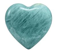 Aquamarine Crystal Heart Palm Stone - Pocket Massage Worry Stone for Natural Body Chakra Balancing, Reiki Healing and Crystal Grid