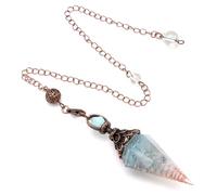 Aquamarine Reiki Healing Crystal Pendulum for Dowsing,Scrying,Meditation,and Healing,Natural Vintage Hexagonal Reiki Gemstone Point Pendant for Divination Wicca,Chakra Balance,and Spiritual Guidance