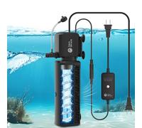 AquaMiracle Aquarium Filter with U - V Light & Filter Sponge, Fish Tank Filter with Timer for Green Water, Turtle Filter with Aeration & Rainfall Mode for Aquarium 30-70 Gallon