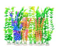 AQUANEAT Artificial Fish Tank Plants, Plastic Aquarium Accessories, Multi Color Fake Decorations, 10packs