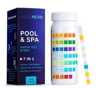 AQUANEXO 100 Pool Test Strips Pool & Spa 7-in-1, Pool Accessories, Pool Tester for Paddling Pools, Water Tester for Pools, Pool Tester pH and Chlorine, Bromine, Alkalinity, CYA, Total Hardness