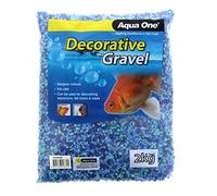 (Aqua + Blue, 2mm) Aqua One Coloured Gravel Aquarium Fish Tank River Stones Natural 2kg Bags