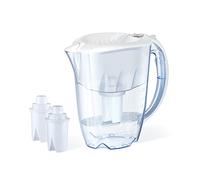 AQUAPHOR 7 Cup White Ideal Fridge Water Filter Pitcher with 3 x B15 Filters, Easy Fill Sliding lid, Reduces Chlorine, limescale and Heavy Metals. BPA Free