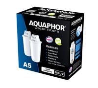 AQUAPHOR Filter Cartridge A5 2 Pack | Filters Limescale, Chlorine, Heavy Metals | 350L Clear Water | AQUALEN Technology for Better Tasting Food & Drink | Replacement Cartridge for A5 Filter Jugs