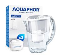 Aquaphor Amethyst Jug with 3 Pack Cartridge Bundle - White