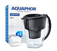 AQUAPHOR Amethyst Fridge Water Filter Jug, Includes 3 x Maxfor+ Cartridges to Reduce Lime, Chlorine & Heavy Metals, Plastic, Volume 2.8 L. (Black)