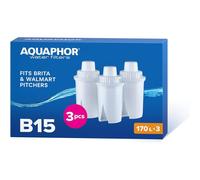 AQUAPHOR B15 Universal Replacement Water Filter cartridges, fits All Brita Classic and Wilkos Universal Water Filter Jugs, 3 Pack, 170l per Filter