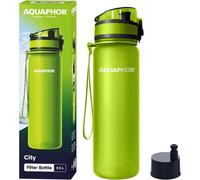 AQUAPHOR City Bottle 500ml Green | Travel Water Bottle with Activated Carbon Fil