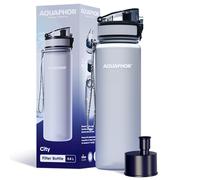 AQUAPHOR City Bottle 500ml Grey | Travel Water Bottle with Activated Carbon Filter | Filters Chlorine & Impurities | Made of Tritan & BPA-Free | Stay