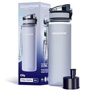 AQUAPHOR City Bottle 500ml Grey | Travel Water Bottle with Activated Carbon Filter | Filters Chlorine & Impurities | Made of Tritan & BPA-Free | Stay Hydrated On the Go!