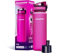 AQUAPHOR City Bottle 500ml Pink | Travel Water Bottle with Activated Carbon Fil