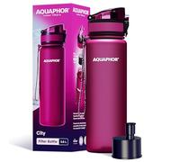 AQUAPHOR City Bottle 500ml Red | Travel Water Bottle with Activated Carbon Filter | Filters Chlorine & Impurities | Made of Tritan & BPA-Free | Stay Hydrated On the Go!